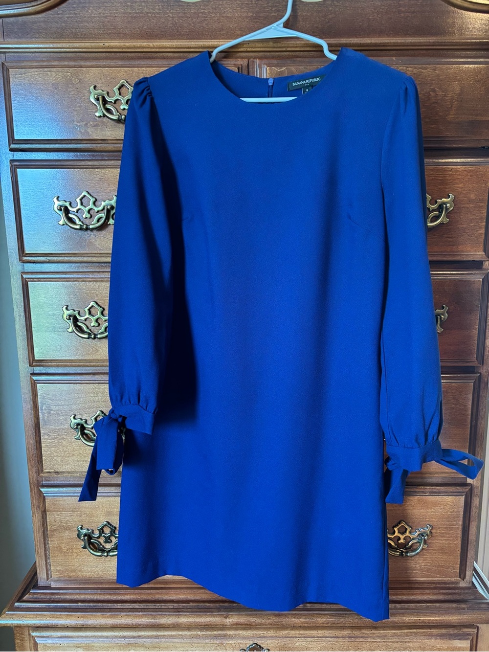 Banana Republic Blue Long Sleeve Tie-Cuff Shift Dress
